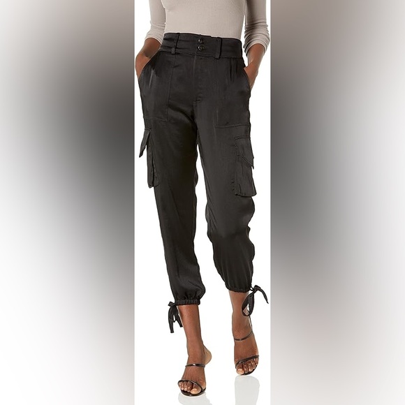Ramy Brook Pants - NWT Ramy Brook Black Satin Norma Cargo Pant